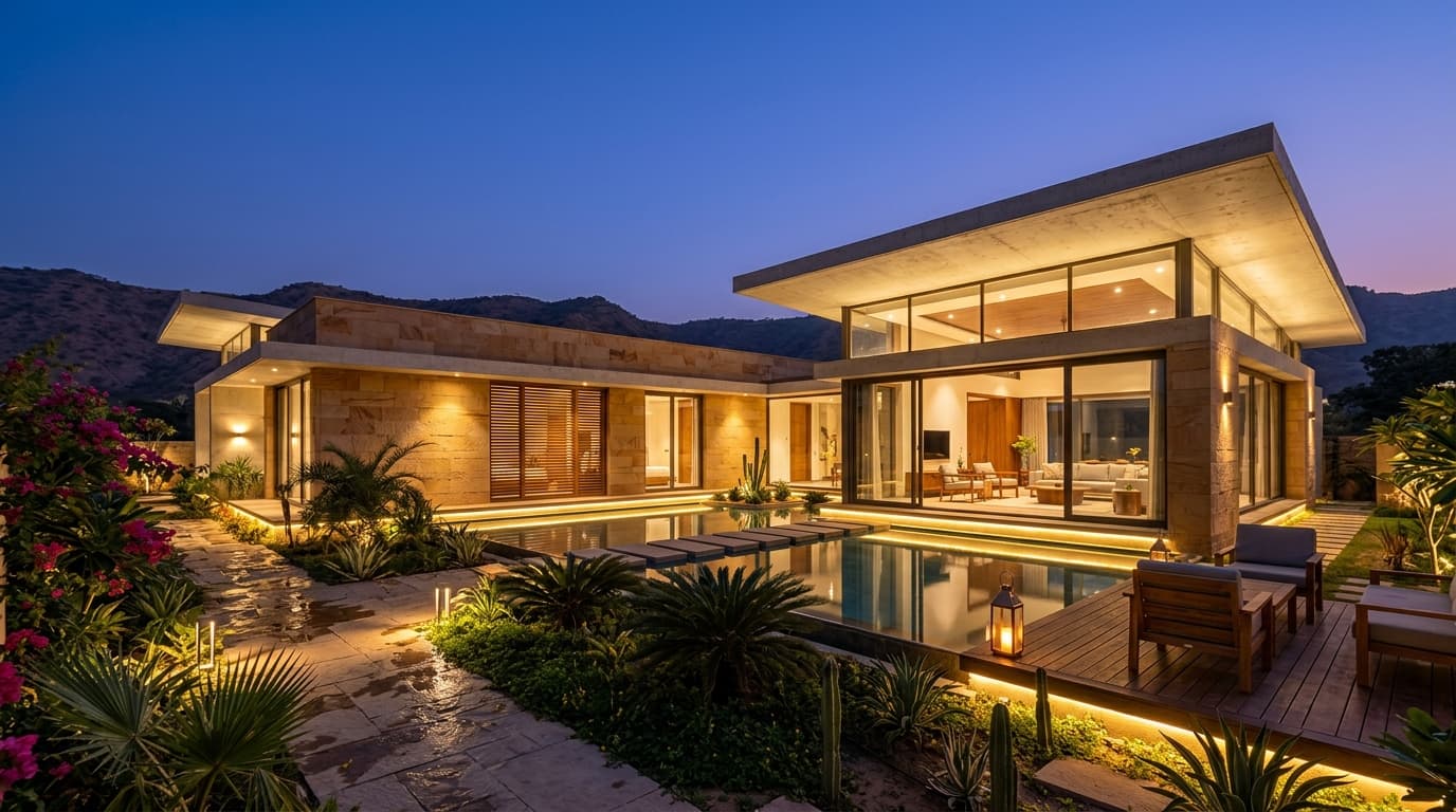 Bungalow at Jaipur - Residential Architecture in Jaipur, Rajasthan by Pawan Dholia Architects
